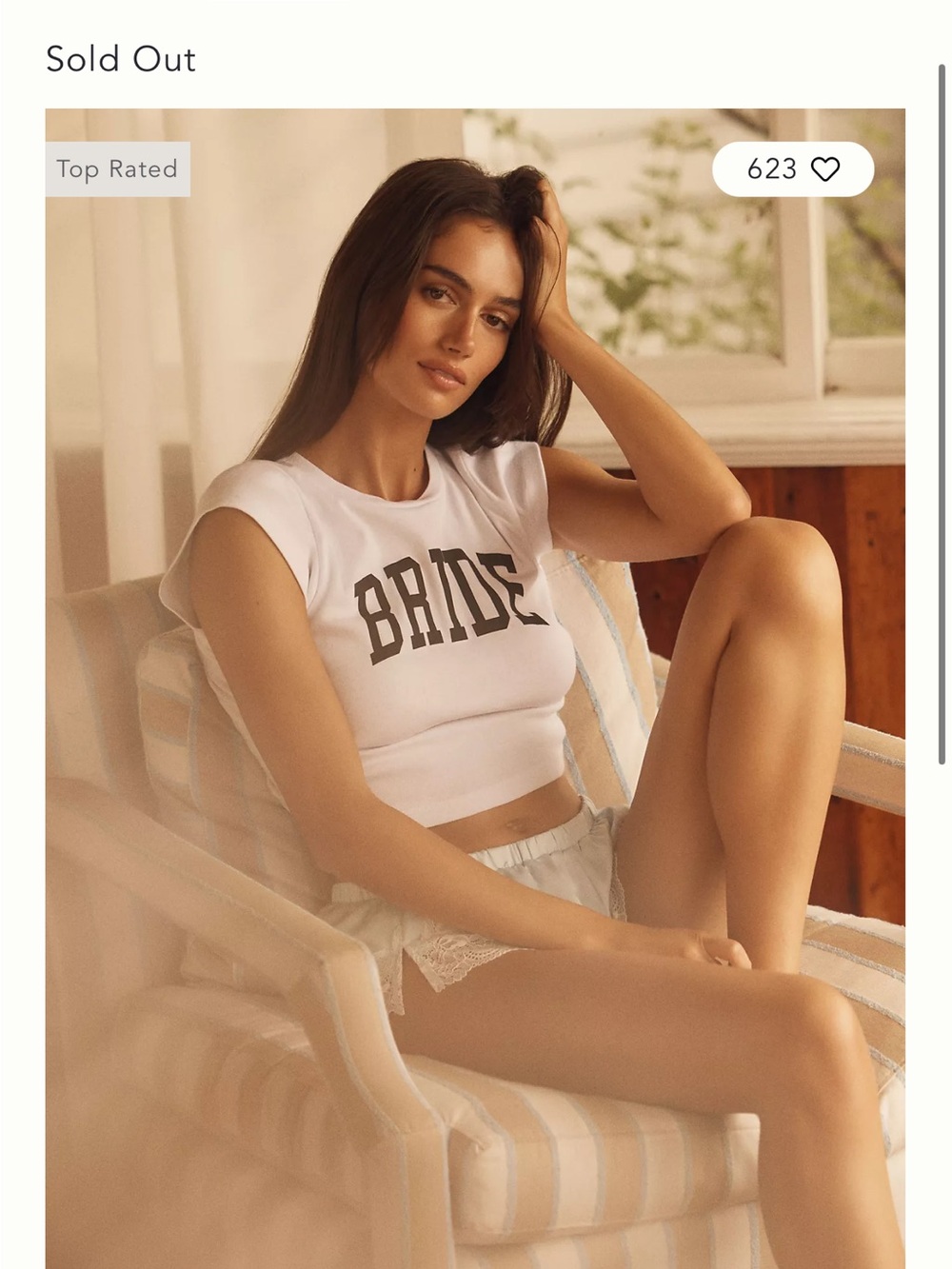 Anthropologie White 'BRIDE' Graphic Crop Tee